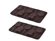 2pcs Silicone Heart Shape Chocolate Lollipop Candy Mold Craft Tool