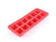 Unique Bargains Jelly Chocolate Pudding Cake Silicone 12 Slot Ice Tray Cube Mold Mould Coral Red
