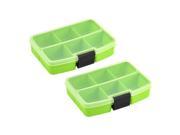 Desktop Plastic Rectangle 6 Compartments Storage Box Organizer Green 2pcs