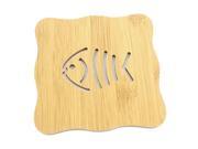 Fish Shape Beige Wodden Heat Resistant Placemat for Home Kitchen