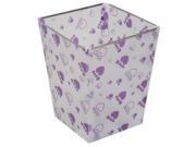 Unique Bargains Foldable Paper Waste Bin Bucket Garbage DIY Can Container Clear White Purple
