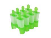 Plastic 8 Compartments Home DIY Ice Cream Popsicle Making Tray Green Clear