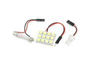 White 5050 SMD 12 LED Car Interior Dome Light Panel w T10 Adapter