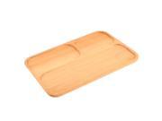 Unique Bargains Restaurant Wood 3 Compartments Food Dessert Dinner Rice Plate Tray Dish