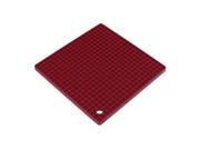 Kitchen Silicone Square Shaped Antislip Heat Resistant Pad Mat Dark Red