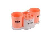 Unique Bargains Home Washroom Plastic Two Cups Toothbrush Toothpaste Container Holder Orange Set