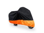 XL 180T Rain Dust Motorcycle Cover Outdoor UV Snow Protector Black Orange