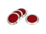 Red Sliver Tone Oval Car Reflective Sticker Decor Self Adhesive Reflector 4 Pcs