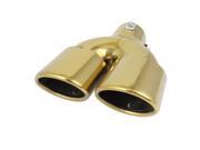 Unique Bargains Car Stainless Steel Dual Round Exhaust Muffler Burnt Tip Gold Tone