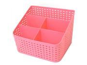 Unique Bargains Kitchen Bathroom Toilet Plastic 5 Slots Storage Case Basket Box Pink