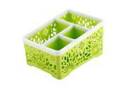Unique Bargains Hollow Out Flower Pattern 4 Compartments Sundries Organizer Holder Box Green