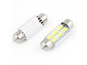 Unique Bargains 2x 36mm Canbus White 6 5630 SMD LED Heat Sink Festoon Light for Car Dome Lamp