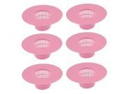 Home Bathroom Plastic Wash Face Basin Water Sink Drainer Strainer Pink 6pcs