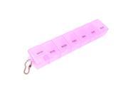 Household Pink Plastic 7 Compartments Weekly Pill Box Case w Ball Chain