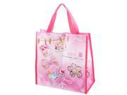 Unique Bargains Hook Loop Fastener Foldable Bowtie Pattern Shopping Tote Bag Pink White