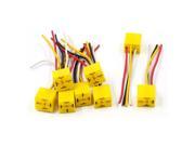 8 Pcs Yellow Plastic 4 Terminal Pre wired Motor Car Relay Socket Harness DC 12V