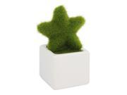 Unique Bargains Ceramic Potted Green Plastic Star Shaped Plant Pot Bonsai Decor