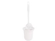 Unique Bargains Home Bathroom Plastic Handle Toilet Brush White w Suction Cup Holder