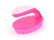 Fuchsia Plastic Handgrip Oval Base Clothes Shoe Boot Floor Cleaning Scrubbing Brush