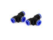 2pcs 8mm to 8mm Connector Air Pneumatic T Style Quick Joint Fittings Black Blue