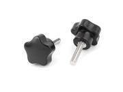 2 Pcs M6 x 35mm Screw On Type Male Thread Clamping Star Knobs Grips Black