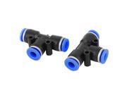 2 Pcs 6mm 3 Ways T Shape Pipe Connect Union Pneumatic Quick Fitting