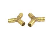 2 Pcs Brass Y Shape 3 Ways Hose Barb Fitting Adapter Coupler Connector 0.5 Dia