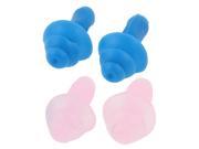 2 Pairs Pink Blue Silicone Ear Plug Earplug Earphone for Swiming Swim Training