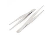Silver Tone Stainless Steel Round Tip Tweezers Hand Tool 16cm 2pcs