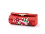 Unique Bargains Women Chinese Embroidery Flower Pattern Lipstic Case Holder True Red