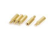 M3x13 6mm Male to Female Hexagonal Standoff Spacer Nuts Washers Brass Tone 5pcs