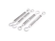 M8 Thread 7.5 Inch Long Adjustable 304 Stainless Steel Eye Hook Turnbuckle 4 Pcs