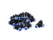 10 Pcs PE6 T Shaped 3 Way 6mm to 6mm Air Pneumatic Quick Fitting Coupler