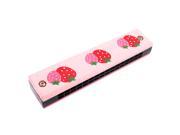 Children Portable Wooden Harmonica Mouth Organ w Dual Rows 32 Holes Pink