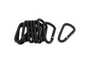 Unique Bargains Camping D Shaped Metal Carabiner Spring Loaded Clips Hike Hook Chain Black 10Pcs