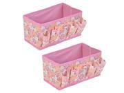 Bathroom Cosmetic Foldable Floral Pattern Storage Box Case Organizer Pink 2pcs