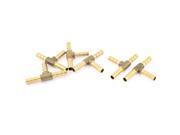 6Pcs T Shape 3 Ways Brass Hose Barb Fitting Adapter Coupler for 6mm Pipe