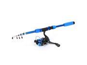 Unique Bargains Teal Blue Foam Grip 5.68Ft Long Telescopic Fish Rod w Spinning Reel