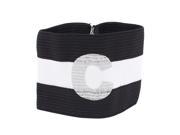 Unique Bargains White Black Stripe Design Stretchy Sports Match Captain Armband Sleeve Badge