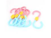 Unique Bargains Plastic Home Kitchen S Shaped Clothes Towel Rotary Hangers Hooks Pink Blue 6 Pcs