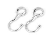 Wardrobe 16mm Dia Tube Rod Adjustable Clothes Coat Hooks Hangers 2pcs