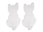 2pcs Stainless Steel Cat Shape Strong Adhesive Sticky Hooks Hanger
