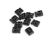 Plastic 4mm Double Hole Spring Bean Cord Locks Ends Stoppers Black 10pcs