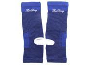 Sports Gym Elastic Knitted Stripe Pattern Foot Ankle Support Brace Blue
