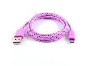 Unique Bargains Lavender USB A to Micro B 5Pin M M Data Transfer Charging Cable 1M for HTC