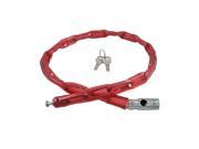 Bike Bicycle Red Flexible Plastic Coated Metal Chain Lock 35 w 2 Keys