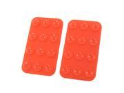 2 Pcs Red Silicone Rectangle Shape Dual Sided Suction Cup for Mobile Phone