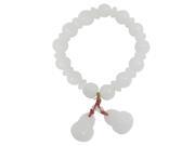 Women Girls Elasticated Two Buddha Pendant White Faux Jade Beads Prayer Bracelet Women Girls Elasticated Two Buddha Pendant White Faux Jade Beads Prayer Bracelet