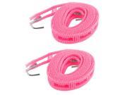 Laundry Plastic Clothesline Clothes Towel Hanger Line Rope w Hooks 2M Pink 2pcs Laundry Plastic Clothesline Clothes Towel Hanger Line Rope w Hooks 2M Pink 2pcs