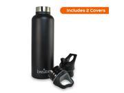 Brewberry Insulated Wide Mouth Stainless Steel Water Bottle w 2 Covers 20oz
